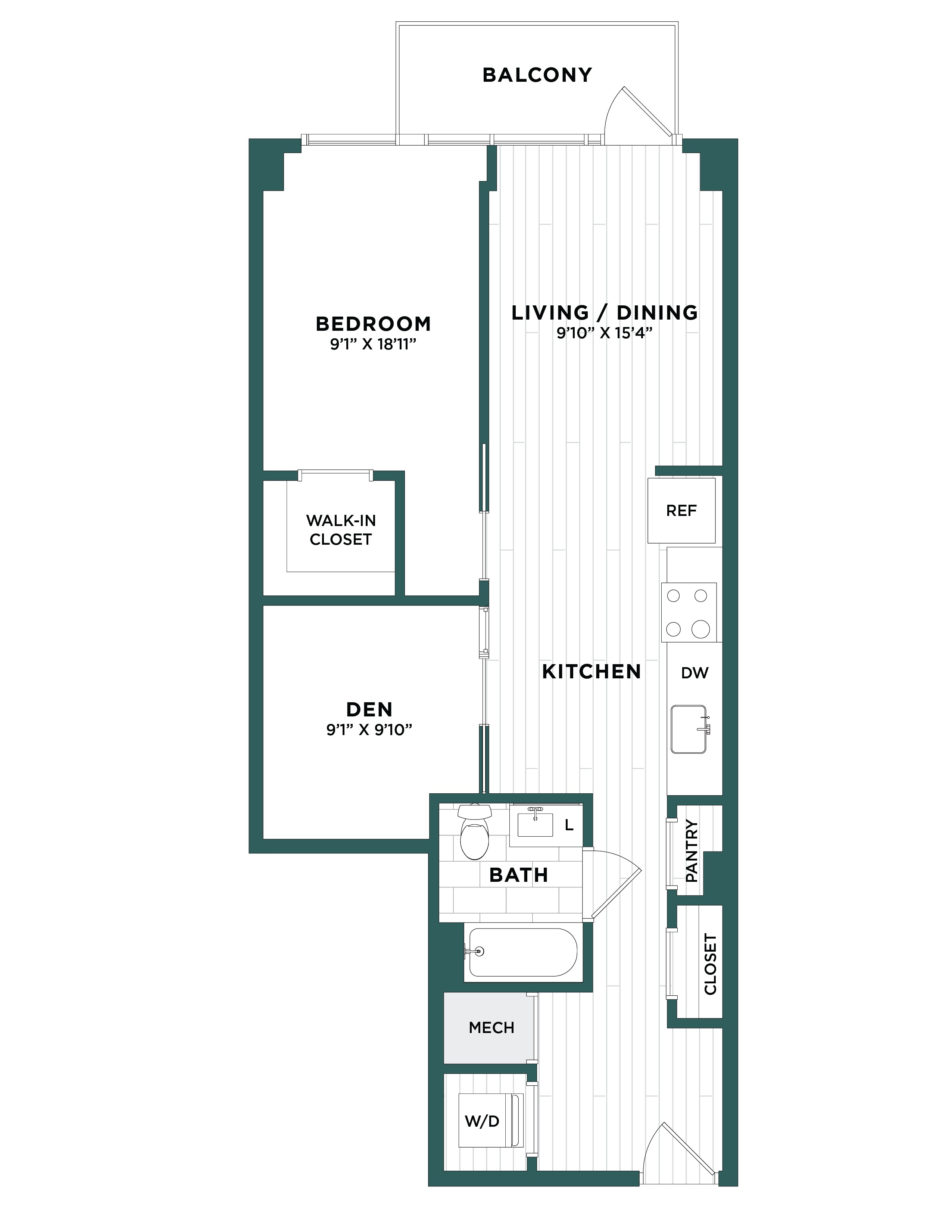 Apartment 1 Bed/1 Bath Den-F4.1 floorplan