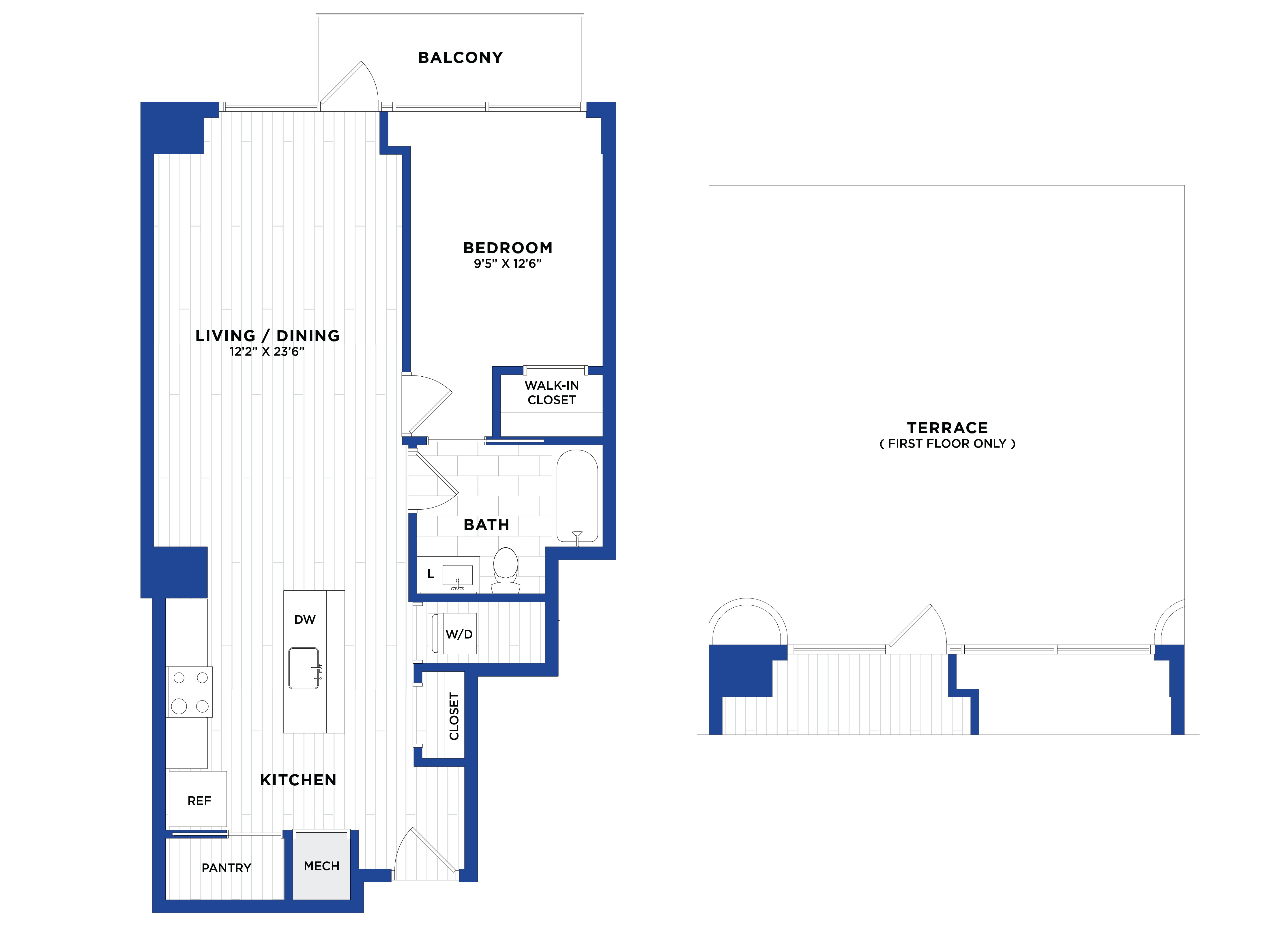 Apartment 1 Bed/1 Bath-P2.1 floorplan