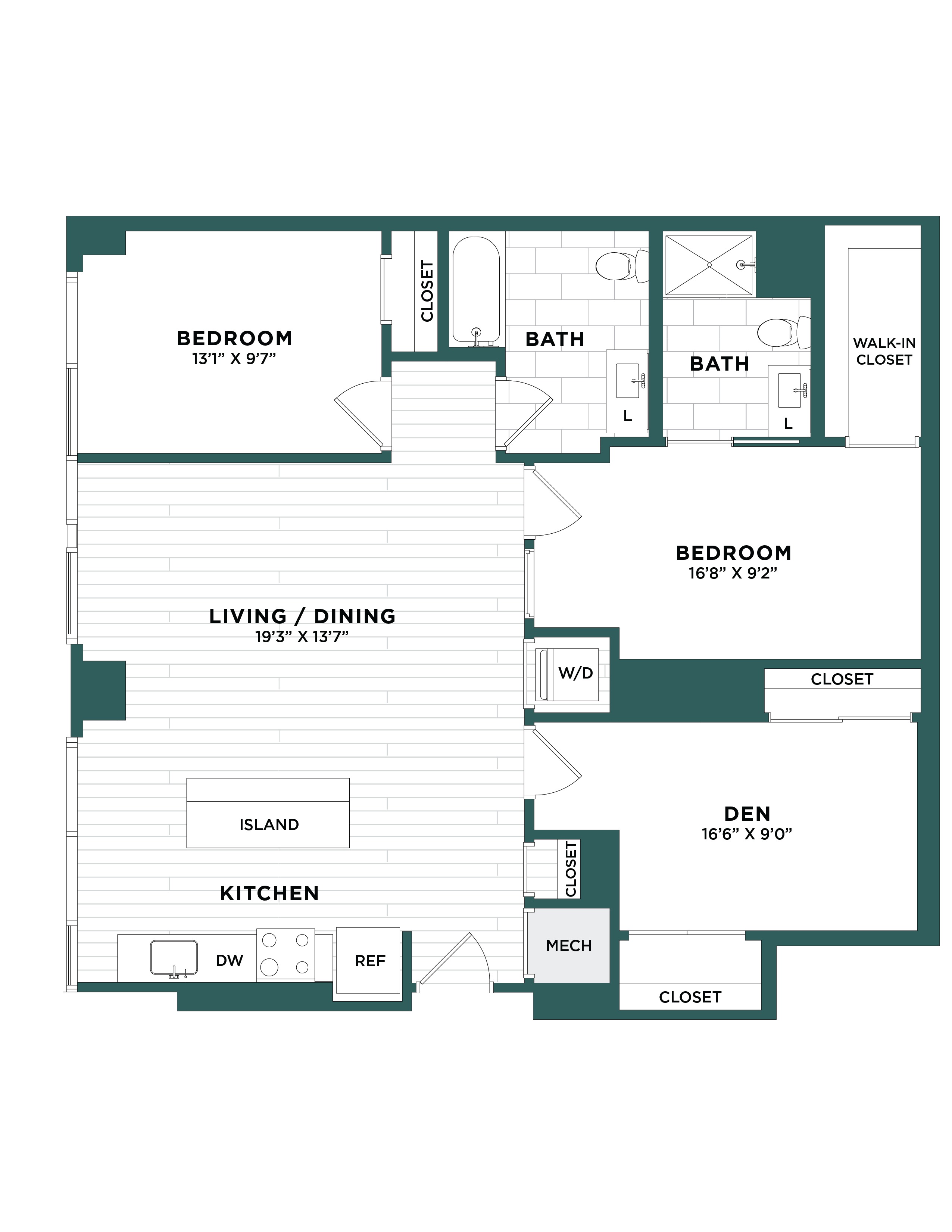 Apartment 2 Bed/2 Bath Den-F11 floorplan