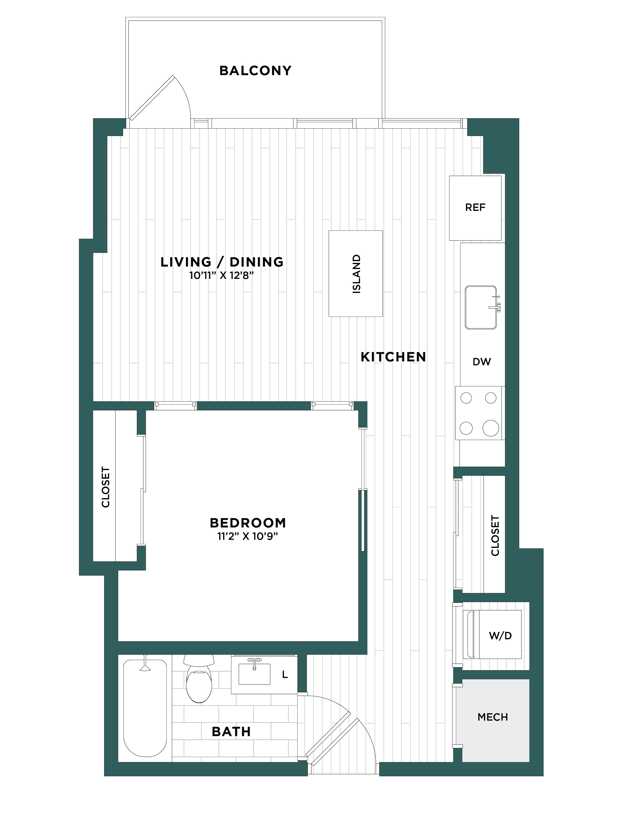 Apartment JR 1 Bed/1 Bath-F1.1 floorplan