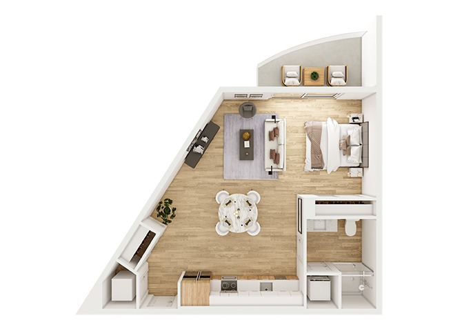 3D Floorplan image of unit 412
