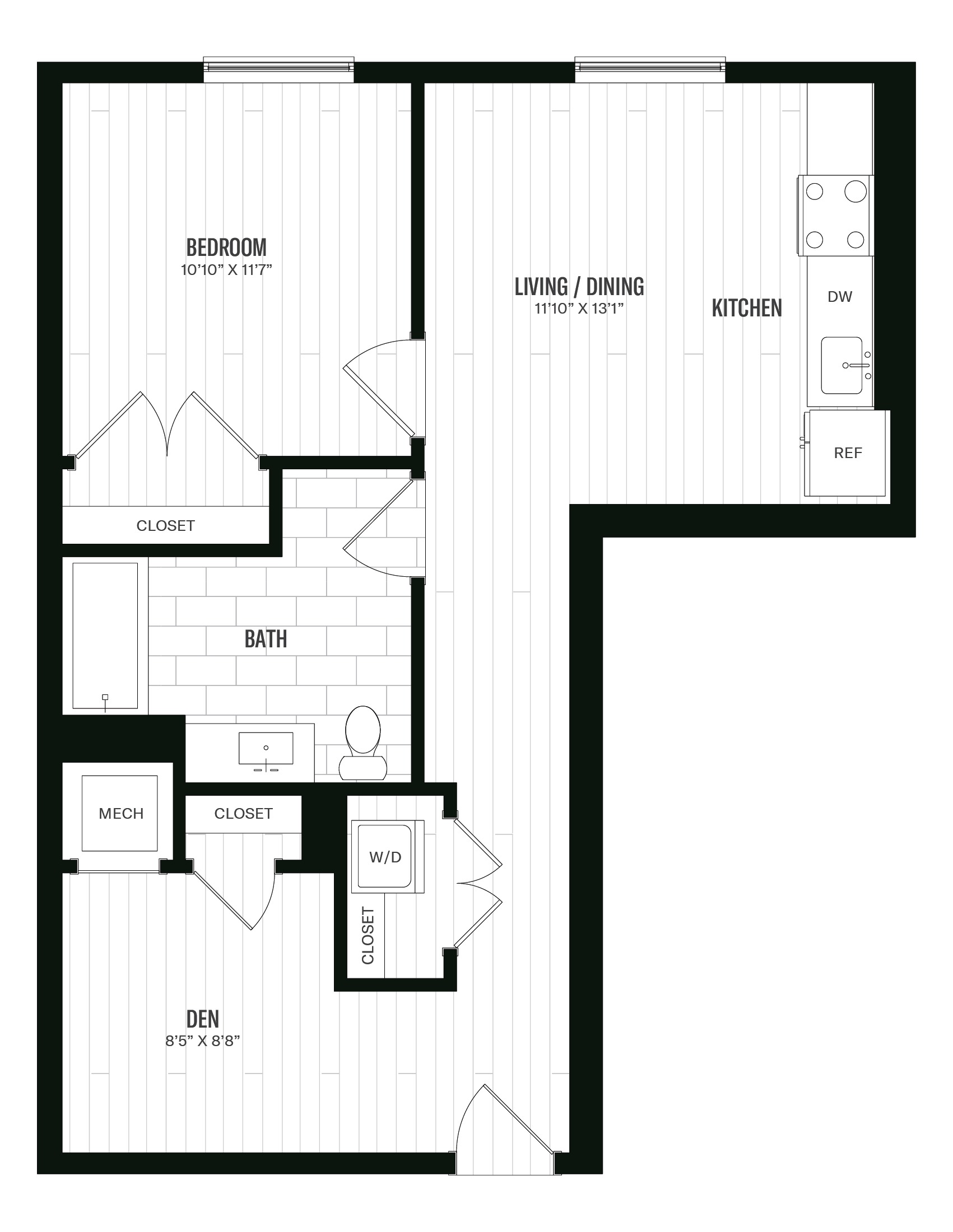 Floorplan image of 1 Bed/1 Bath Den-AD1- ANSI