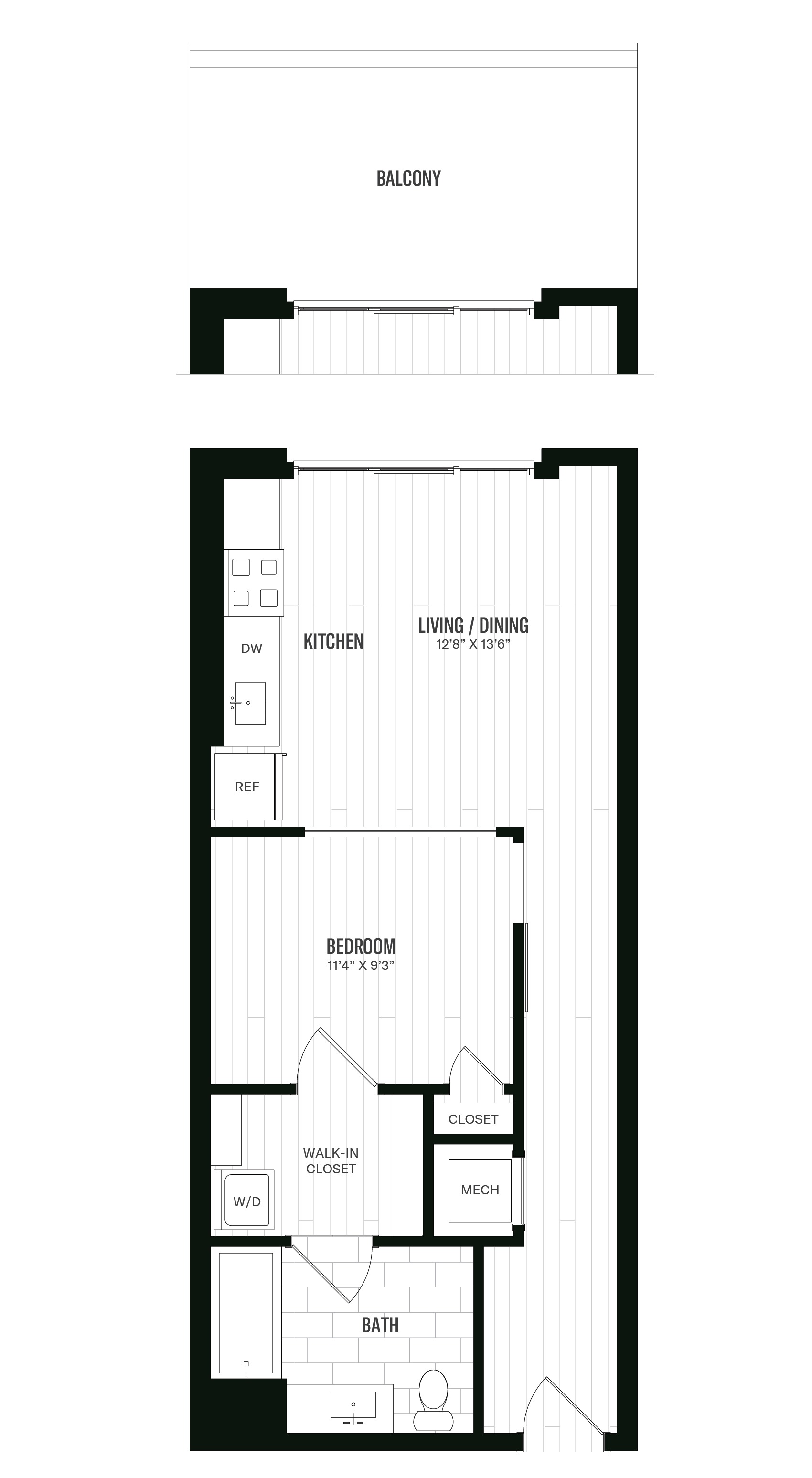 Floorplan image of 1 Bed/1 Bath-A7- ANSI