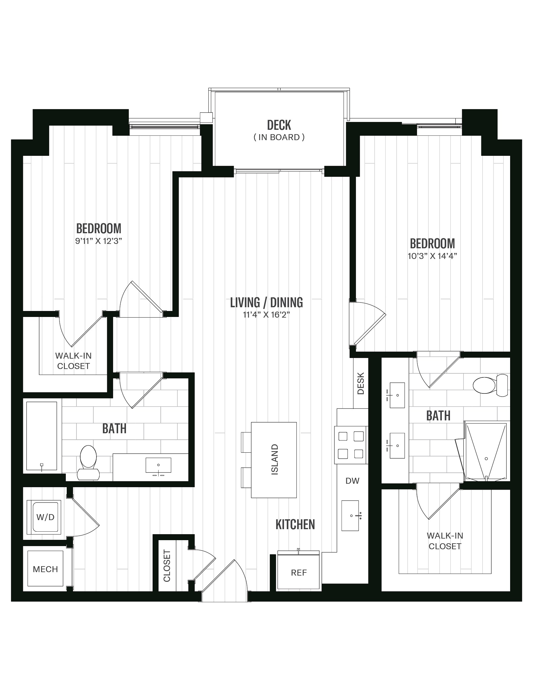 Floorplan image of 2 Bed/2 Bath Den-2BD1
