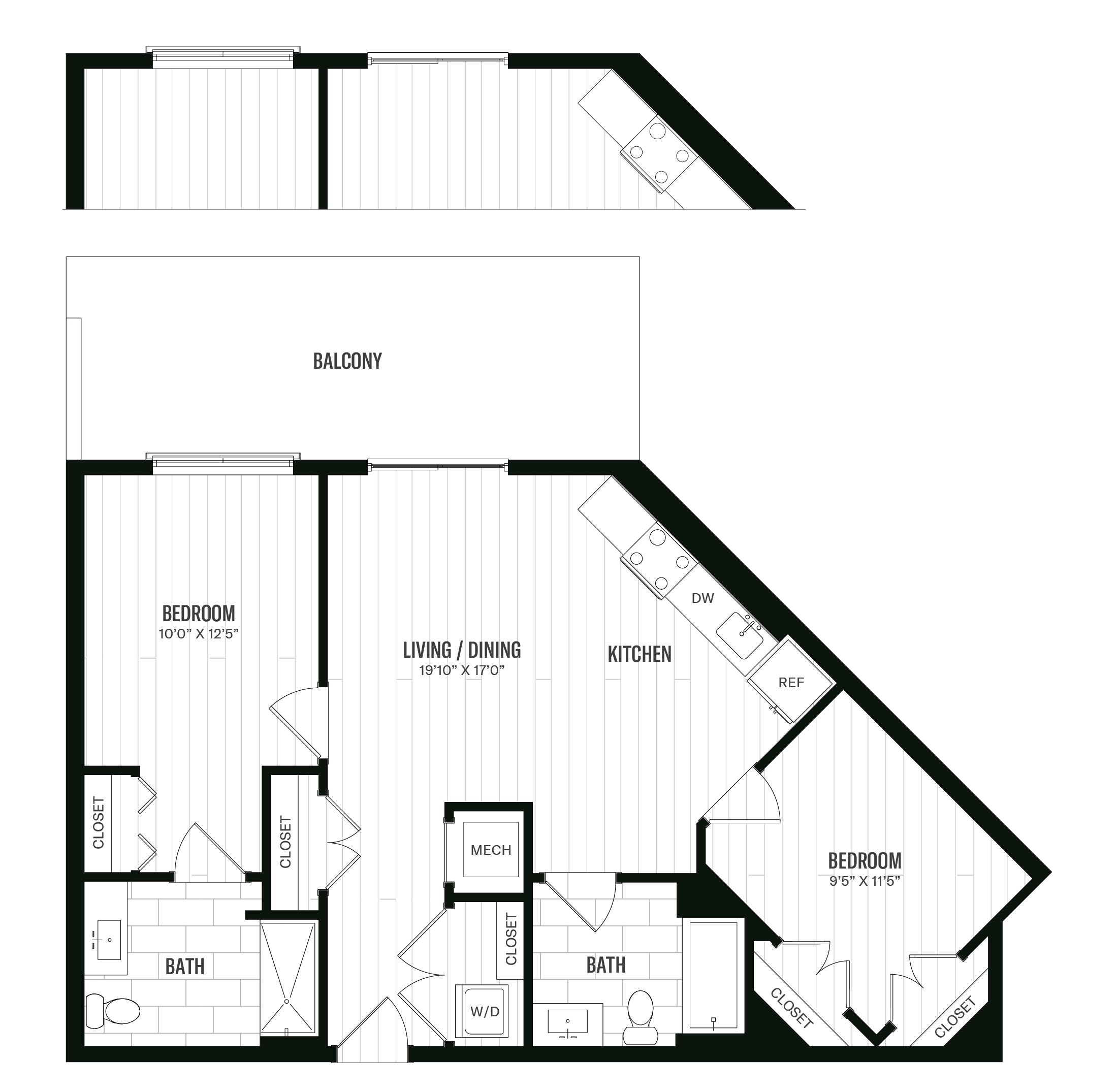 Floorplan image of 2 Bed/2 Bath-B1- ANSI