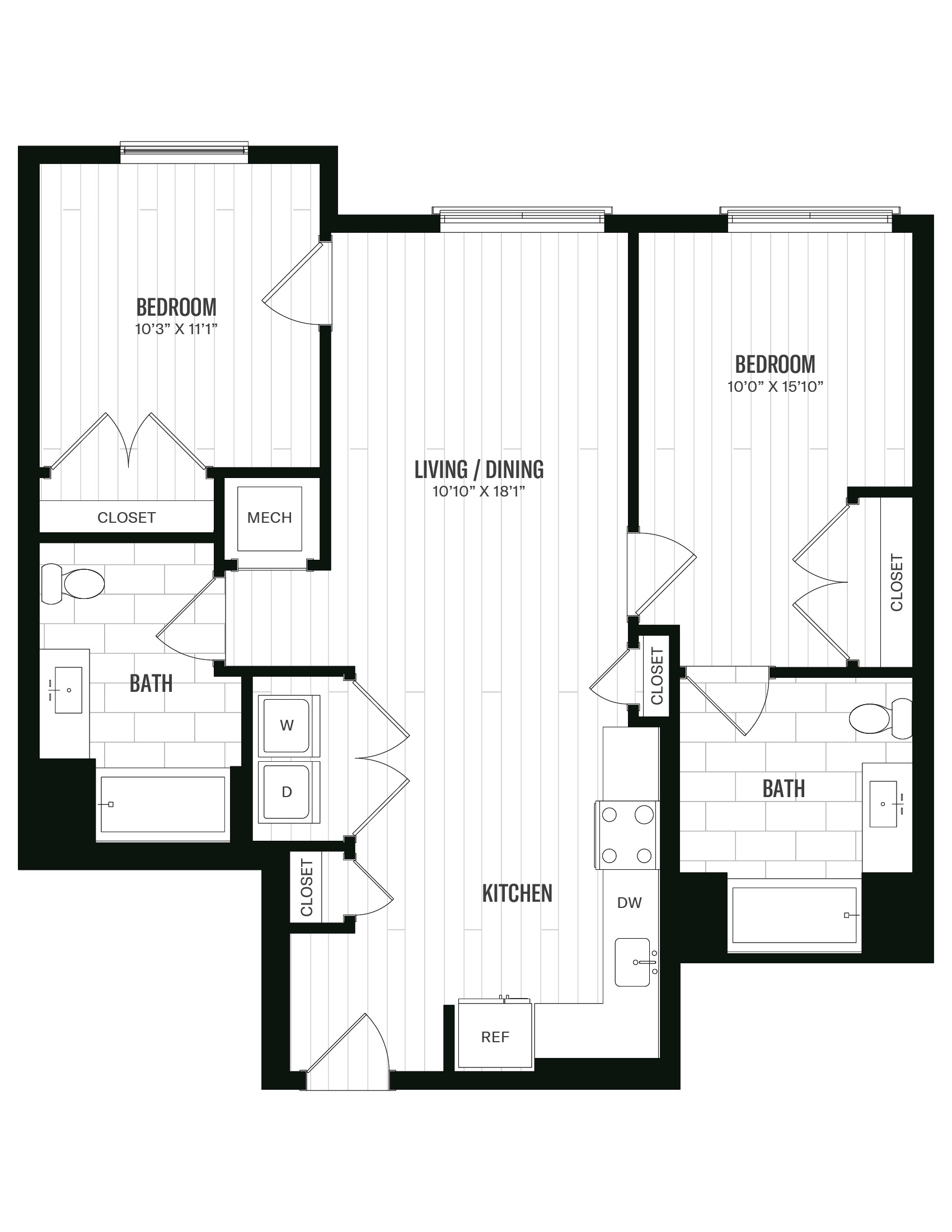 Floorplan image of 2 Bed/2 Bath-B4- ANSI
