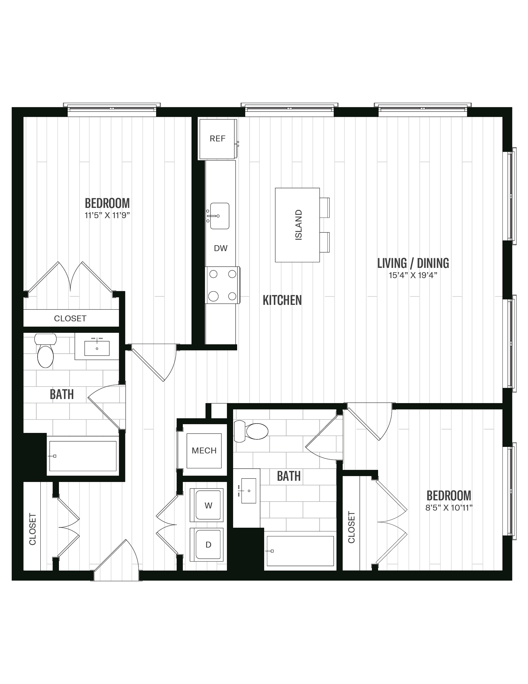 Floorplan image of 2 Bed/2 Bath-B8- ANSI