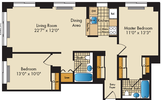 Apartment 008J floorplan