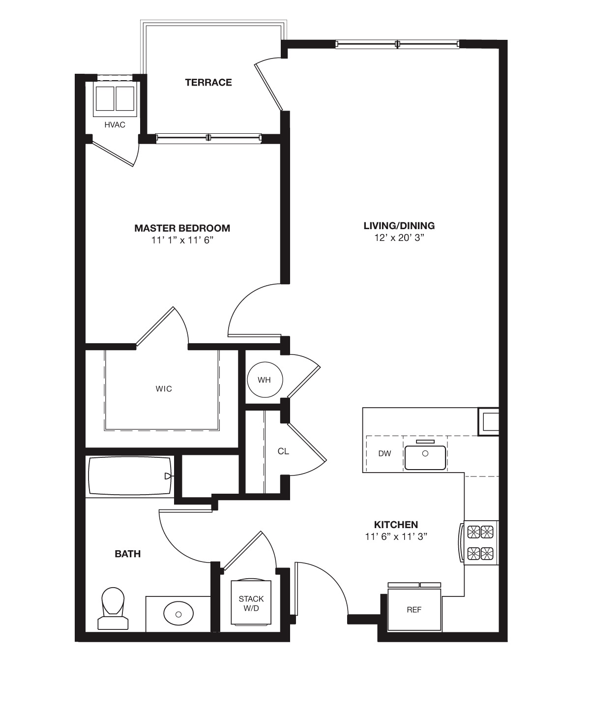 Apartment 1-410 floorplan